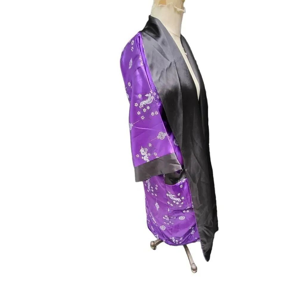 Vintage Y2K Purple Robe with Embroidered Dragon on the Inside, Purchased in Sing